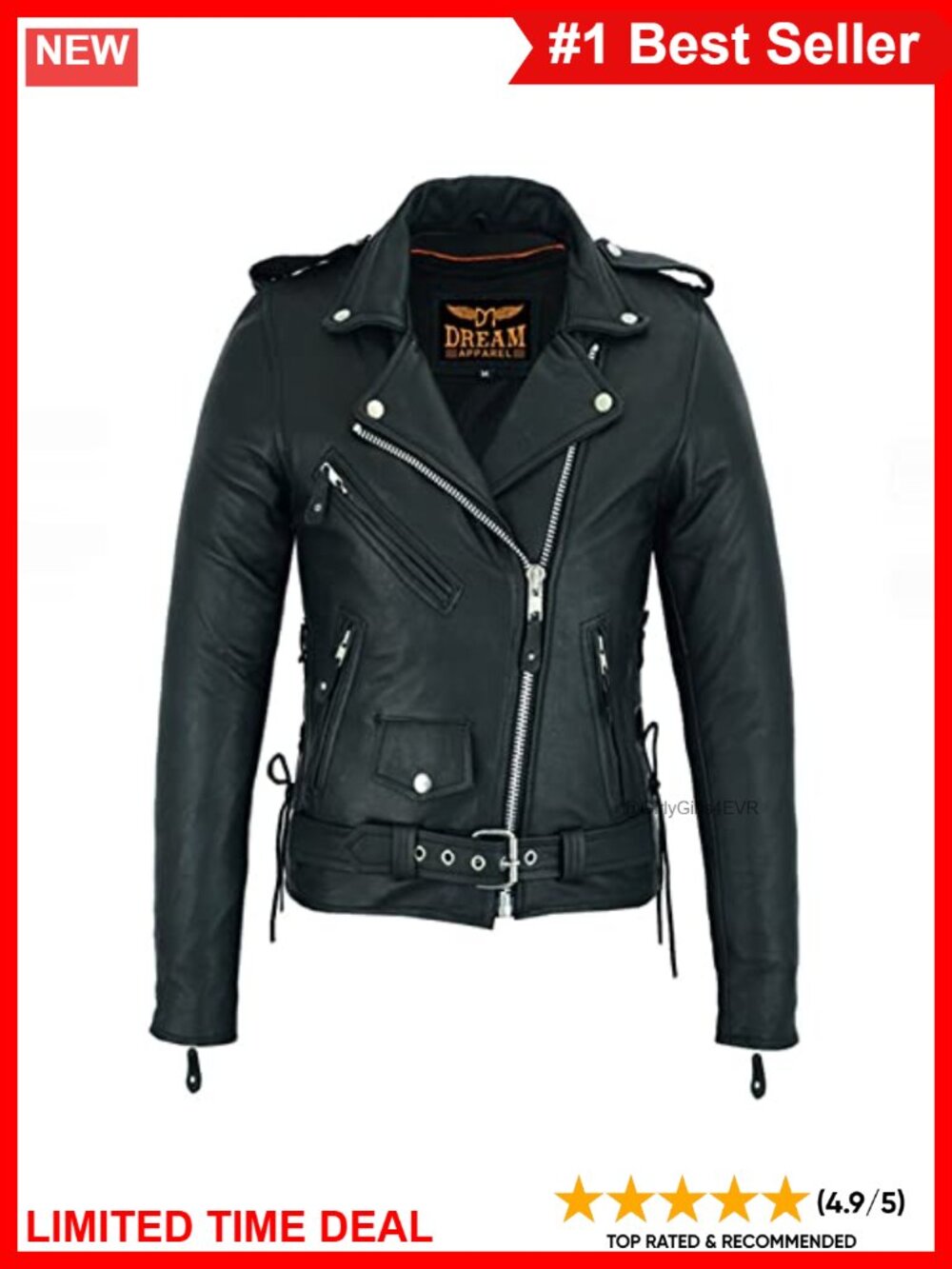 Leather Motorcycle Jacket with Zip Out Lining Biker Jacket